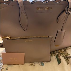 Miu Miu Wave Calfskin Leather Shopper